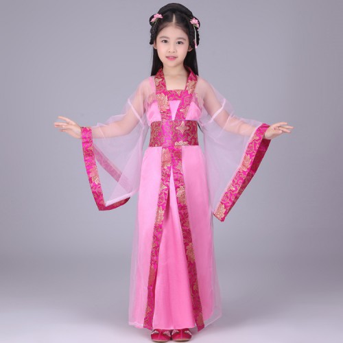 Girl's Chinese folk dance dresses fairy ancient classical children kids princess drama anime cosplay dancing robes costumes 